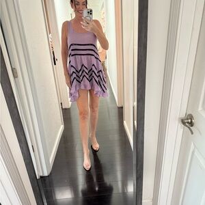 Free People Lavender and Black Polka Dot Top